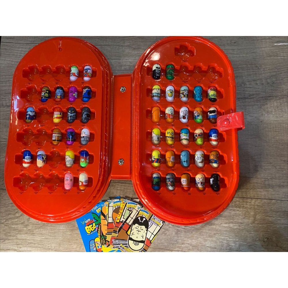 Mighty Beanz 46 Total Beanz with Red Storage Case Ninja Turtles And Others Lot